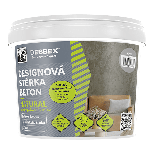 Designová stěrka BETON NATURAL 5 kg kbelík šedá