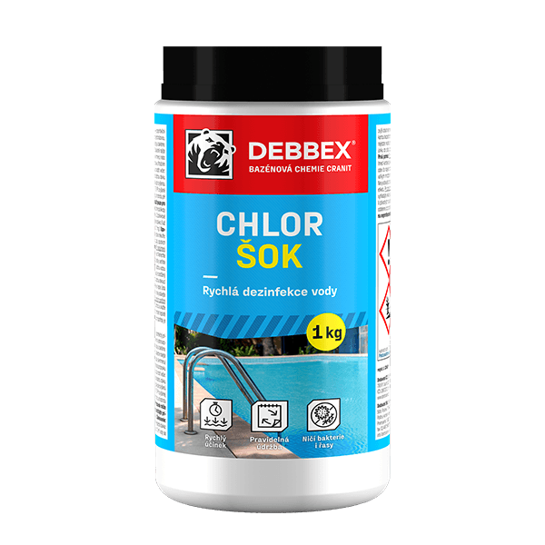 Chlor šok - rychlá dezinfekce vody 1 kg dóza namodralá