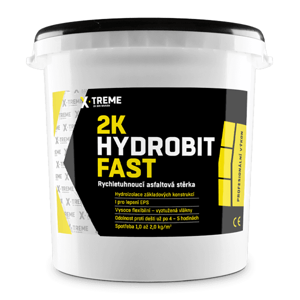 2K Hydrobit Fast - Rychletuhnoucí asfaltová stěrka 30 kg kbelík tmavě hnědá až černá