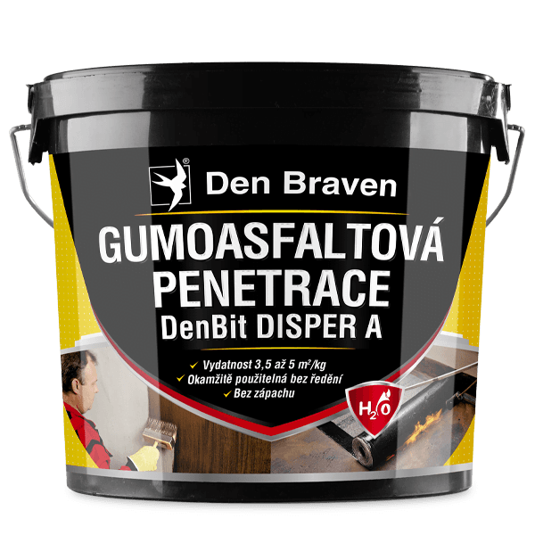 DenBit DISPER A - Gumoasfaltová penetrace 10 kg kbelík černá