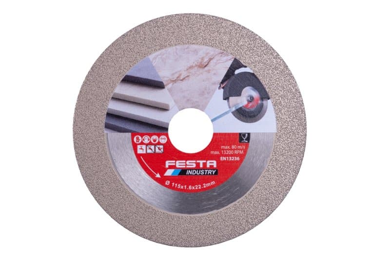 Kotouč diamantový FESTA INDUSTRY na sklo, keramiku, dlažbu řezný/brusný 115x22,2mm