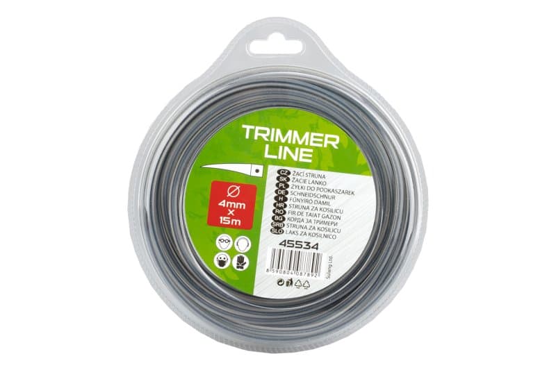 Struna žací čtverec 4mm x 15m nylonový střed