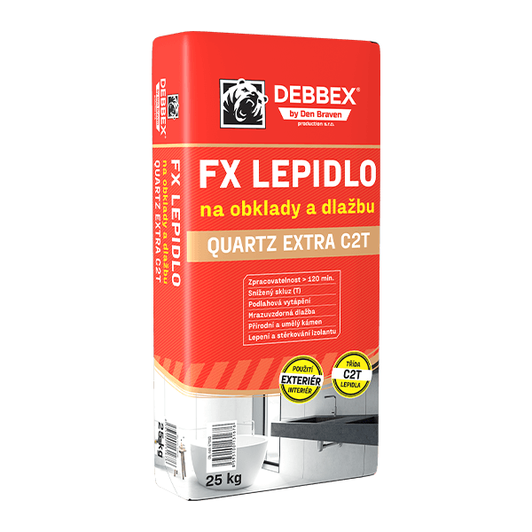 FX lepidlo na obklady a dlažbu QUARTZ EXTRA C2T 25 kg pytel šedá