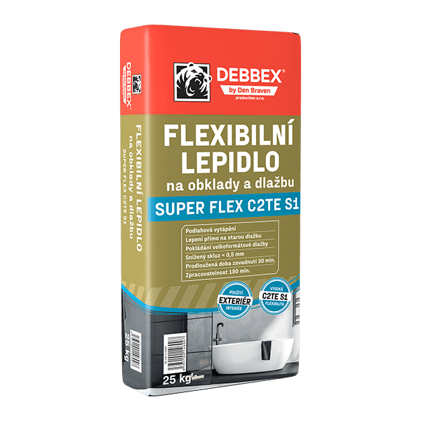 Flexibilní lepidlo na obklady a dlažbu SUPER FLEX C2TE S1 25 kg pytel šedá