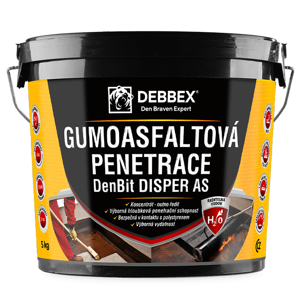 DenBit DISPER AS - Gumoasfaltová penetrace 5 kg kbelík tmavě hnědá (po vyzrání černá)