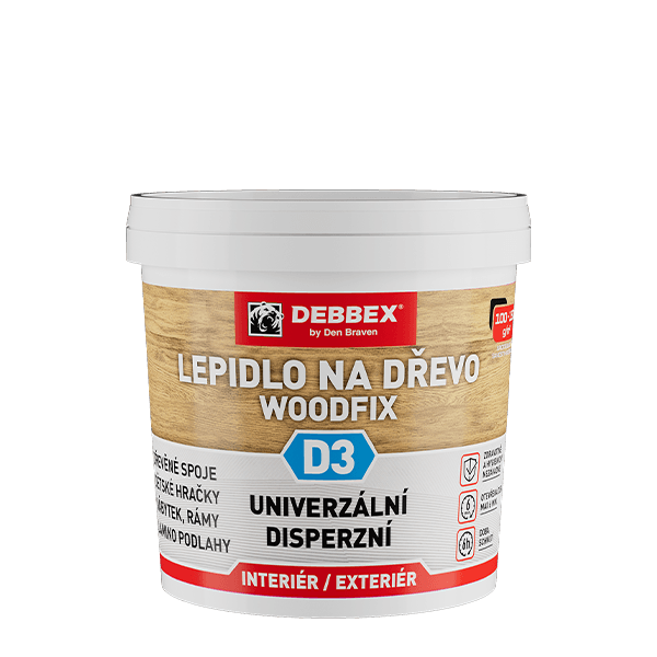 Lepidlo na dřevo WOODFIX D3 1 kg kbelík bílá, po vytvrzení transparentní