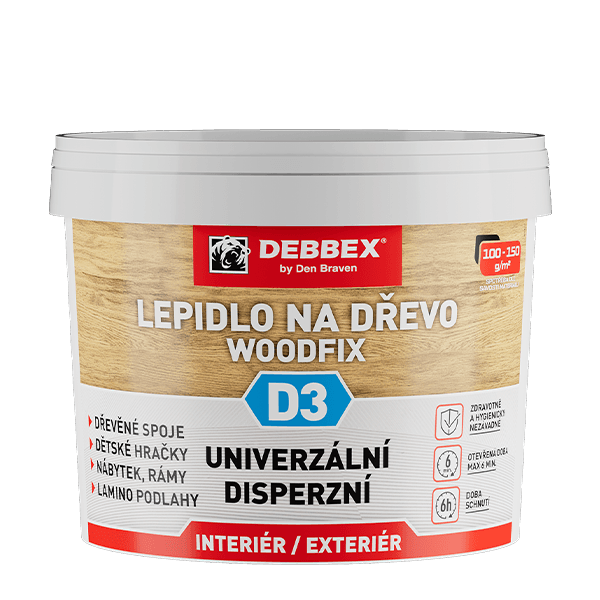 Lepidlo na dřevo WOODFIX D3 5 kg kbelík bílá, po vytvrzení transparentní