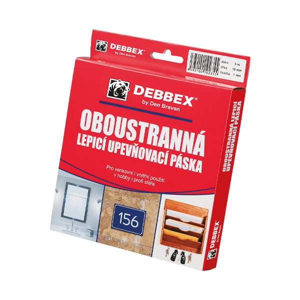 Oboustranně lepicí upevňovací páska v krabičce 15 mm × 1 mm, délka 5 m 5 m bílá