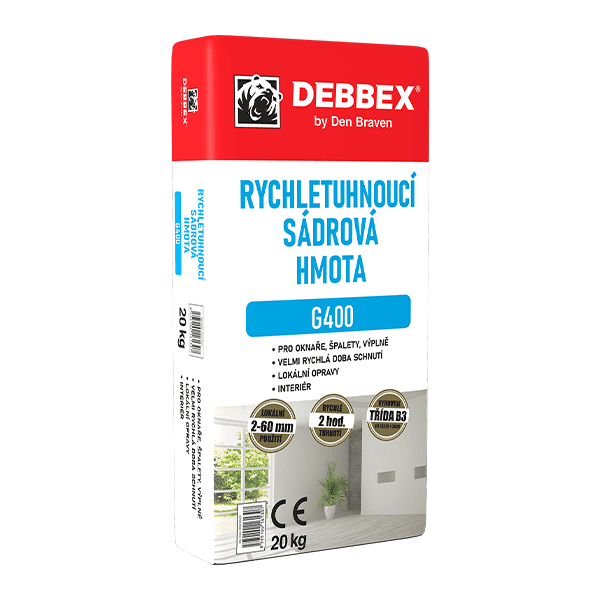 Rychletuhnoucí sádrová hmota G400 20 kg pytel bílá