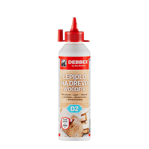 Lepidlo na dřevo WOODFIX D2 250 g dóza bílá, po vytvrzení transparentní