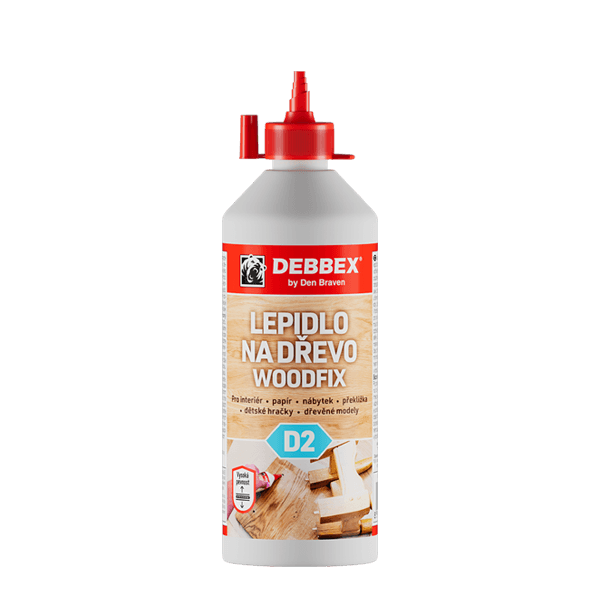 Lepidlo na dřevo WOODFIX D2 500 g dóza bílá, po vytvrzení transparentní