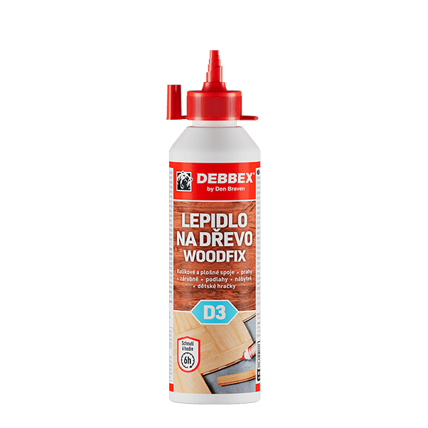 Lepidlo na dřevo WOODFIX D3 250 g dóza bílá, po vytvrzení transparentní