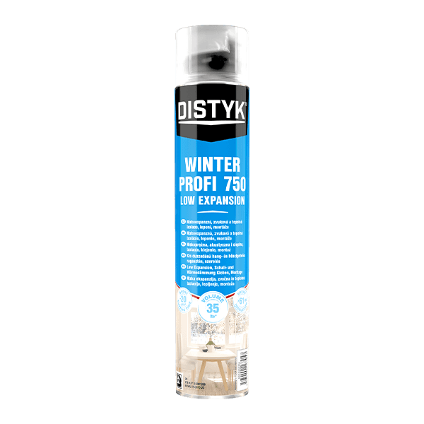 Nízkoexpanzní zimní pěna PROFI PU 750 DISTYK Line 750 ml pistolová dóza zelená