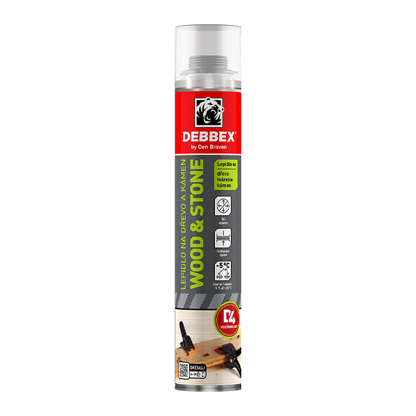 Lepidlo na dřevo a kámen WOOD & STONE 750 ml pistolová dóza bílá