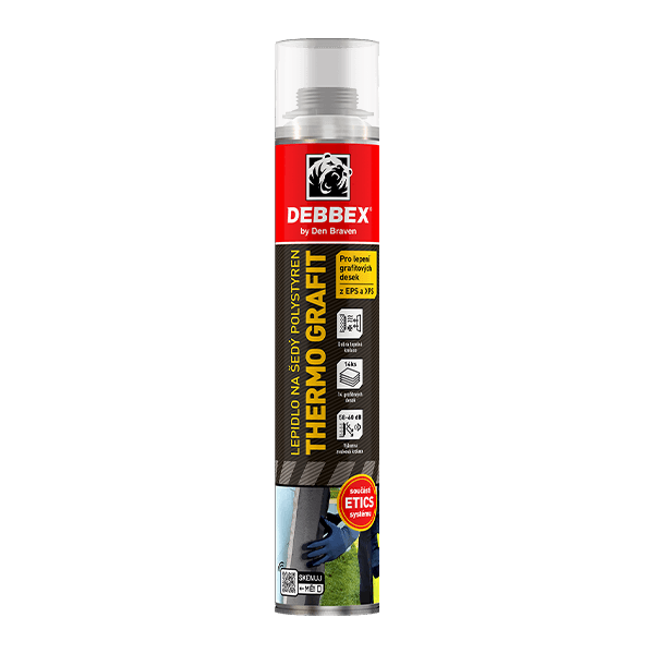 Lepidlo na šedý polystyren THERMO GRAFIT 750 ml pistolová dóza šedá
