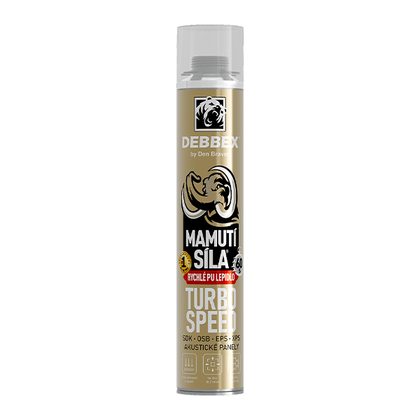 Rychlé PU lepidlo Turbo Speed MAMUTÍ SÍLA 750 ml pistolová dóza žlutá