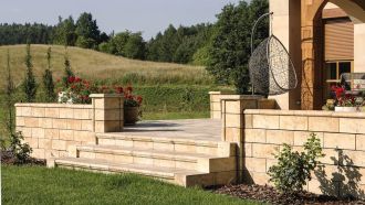 SEMMELROCK BRADSTONE Travero Schody | béžová melírovaná  40 x 35 x 15 cm, Travero - rohový schod 35 x 35x 15 cm