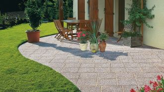 SEMMELROCK dlaždice PICOLA 40,5 × 40,5 × 3,8  | říční štěrk hnědá, říční štěrk šedá