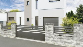 SEMMELROCK Bellamonte plotový systém vápencová melírovaná | poloviční kámen, poloviční kámen nízký, prodloužený kámen, prodloužený kámen nízký, sloupková stříška, stříška, základní kámen, základní kámen nízký