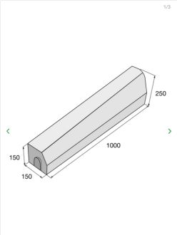 PRESBETON Silniční přechodový obrubník pravý ABO 2-15 PL 1000 x 150 x 150 mm