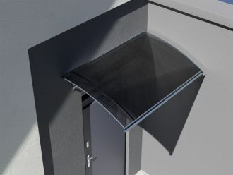 Oblouková vchodová stříška L-160 | konstrukce/výplň: antracit (konstrukce) / bronzová (výplň), konstrukce/výplň: antracit (konstrukce) / čirá (výplň), konstrukce/výplň: světle šedá (konstrukce) / bronzová (výplň)