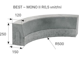 BEST Silniční obrubník MONO II Poloměr 0,5 VNITŘNÍ přírodní