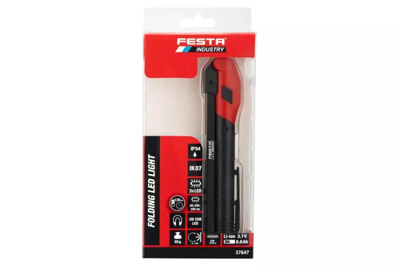 Svítilna FESTA INDUSTRY LED výklopná 300lm IP54 s magnetem Li-ion 3.7V/0.8Ah