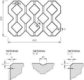 CS BETON Vegetační tvárnice VELKÁ - 80 mm 60 x 40 cm šedá